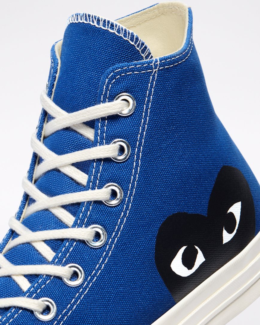 Men's Converse x Comme des Garçons PLAY Chuck 70 High Top Shoes Blue / Black | AU 4016CK